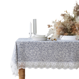 阳春小镇餐桌布艺蕾丝中式提桌布棉长方形家用茶几台布圆桌