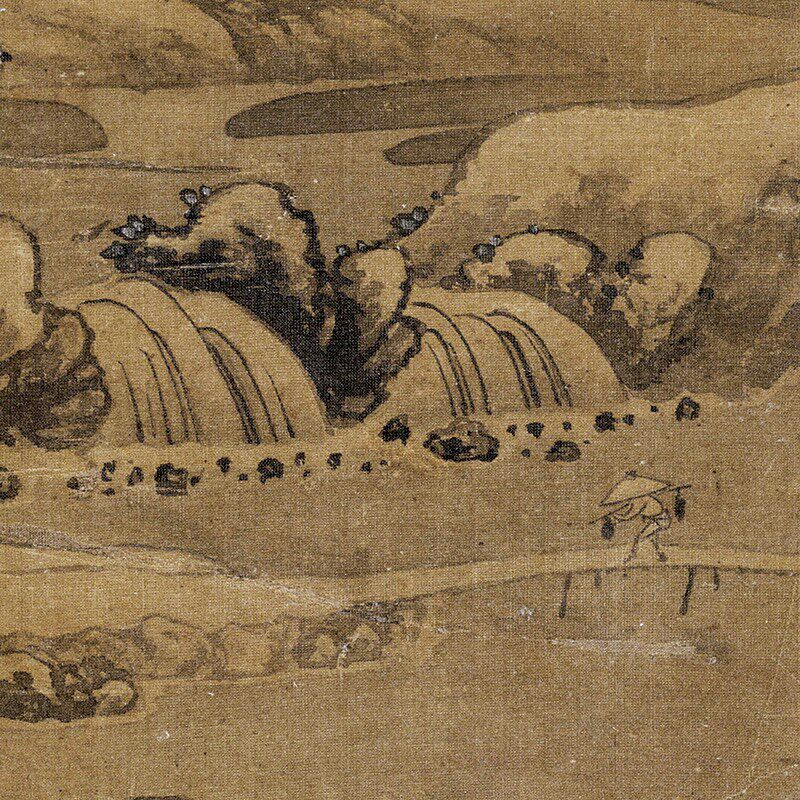 宋 郭熙 雪山行旅图国画真迹微喷复制山水风景画客厅玄关装饰挂画