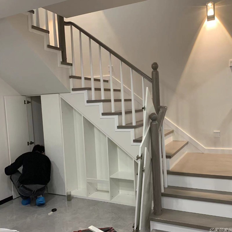 楼梯柜定做抽屉式楼梯下斜角设计阁楼楼梯下储物柜子定制斜角收纳