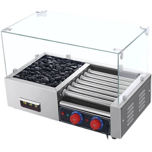 电热滚筒二合一火山石烤香肠商用石头烤炉燃气烤肠摆摊