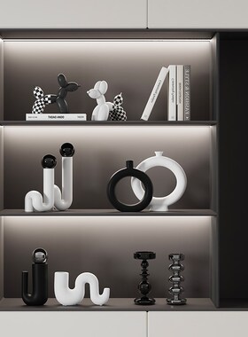 zon 档黑白装饰品客厅电视柜玄关餐边柜现代酒柜装