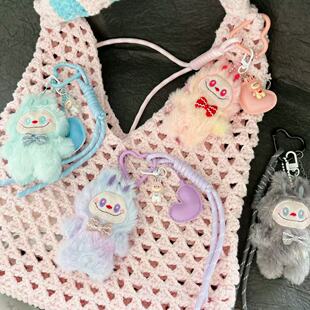 新款小兔子包包毛绒挂件公仔可爱布布挂链BUBU玩偶蝴蝶结布布玩偶