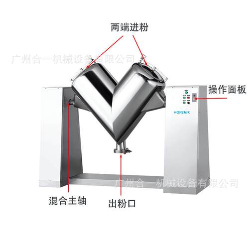 粉BPS剂颗粒V型密搅拌混设合机 料彩妆香料饲封可可豆奶粉混合备