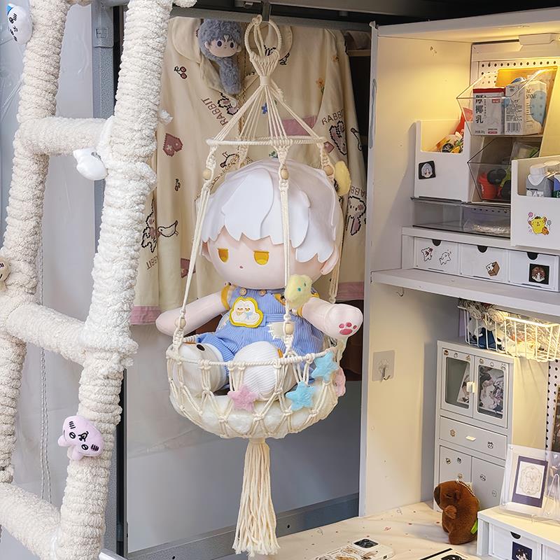 棉花娃娃专用吊椅手工编织吊床10cm15cm20cm吊篮6分bjd娃秋千家具