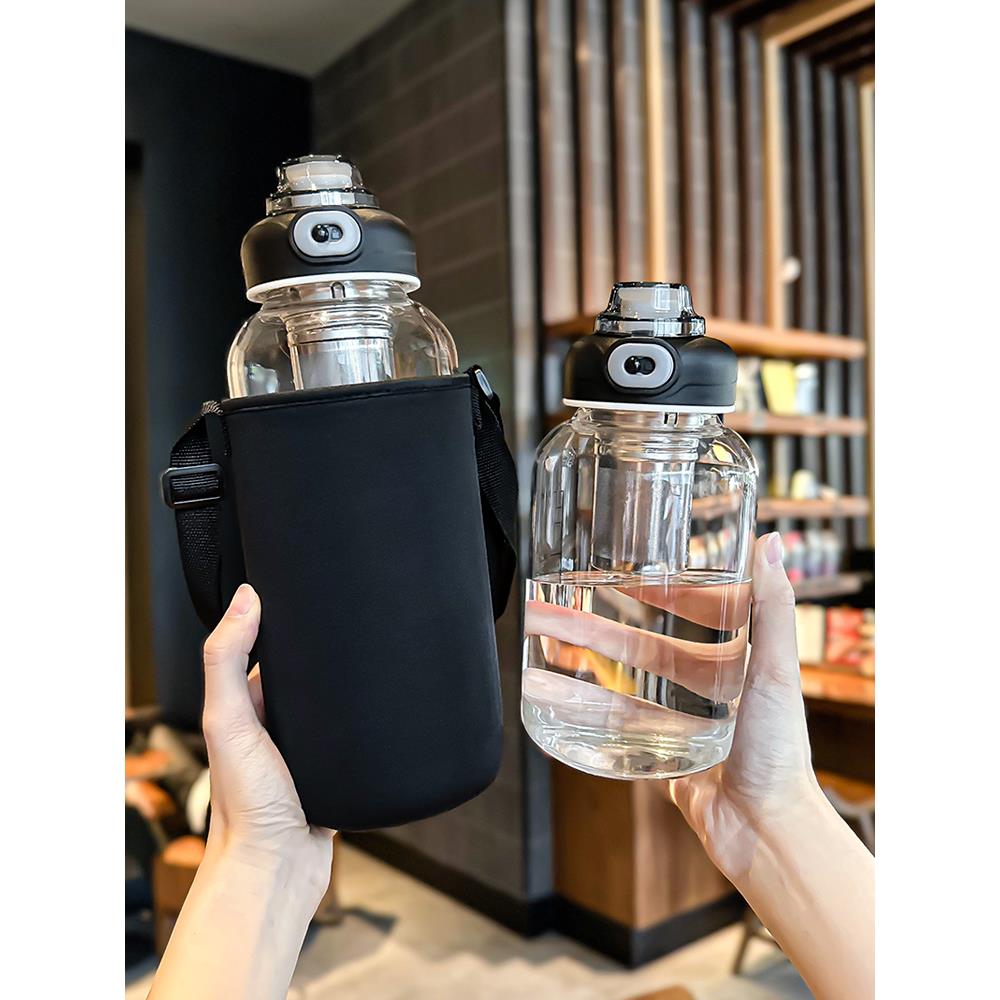 大容量玻璃杯1000ml2000ml耐高温防爆高硼硅水瓶茶水分离水瓶杯子