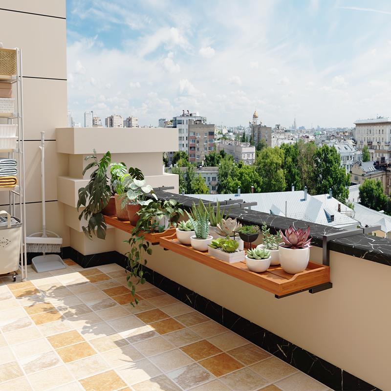 实木阳台栏杆花架悬挂护栏置物架扩展架围墙护栏绿植摆放花盆架子