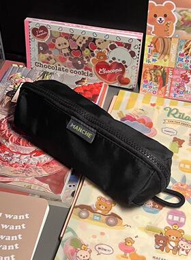 MANCHE原创日系简约大开口笔袋小众大容量立体纯色尼龙学生文具盒