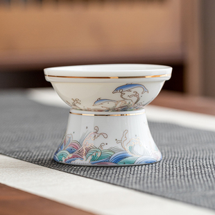 羊脂玉瓷茶漏茶叶过滤网创意茶隔泡茶器茶滤架陶瓷一体滤茶器茶具