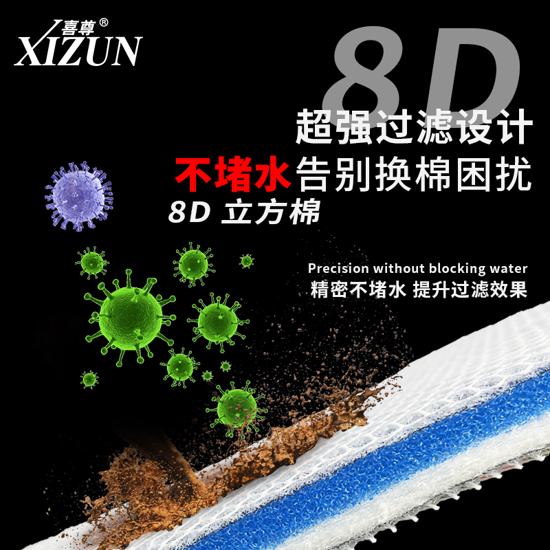喜尊8D立方棉鱼缸生化过滤棉材料器专用培菌纳米生化棉厚高度滤棉