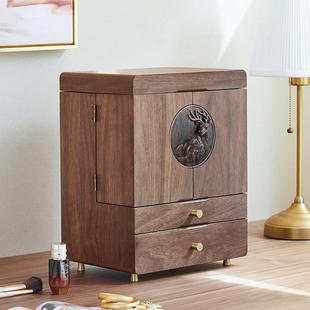 化妆品收纳盒防尘带镜一体木质桌面化妆台大容量护肤品整理置物架