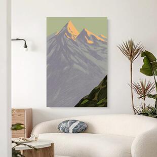 饰画客厅玄关挂画现代餐厅墙壁画 高级质感风景油画装 日照金山