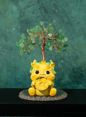 天然水晶黄水晶紫水晶发财树招财貔貅小摆件居家办公乔迁桌面摆饰