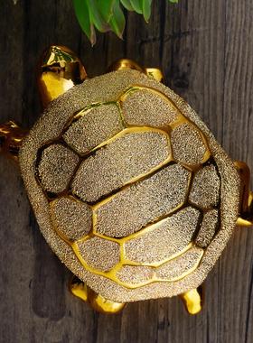 潮瓷长寿金钱龟镀金居家发财小乌龟家居饰品风水摆件创意小工艺品