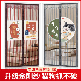 纱门纱窗家用磁铁免打孔加密X加密金钢纱 防蚊门帘磁吸魔术贴夏季