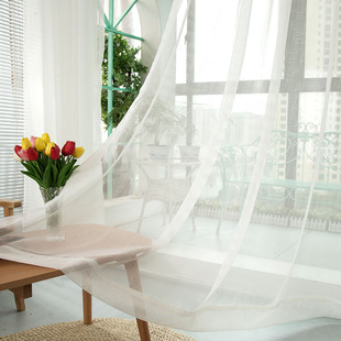 白色纱帘十字麻纱阳台纱白纱帘成品纱飘客厅卧室帘定制