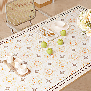 皮革餐桌垫隔热轻奢高端桌布防水防油免洗长方形家用加厚茶几垫子