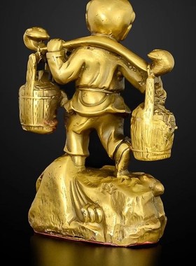 仿铜运财童子摆件仿铜挑财善财童子办公室桌面工艺品