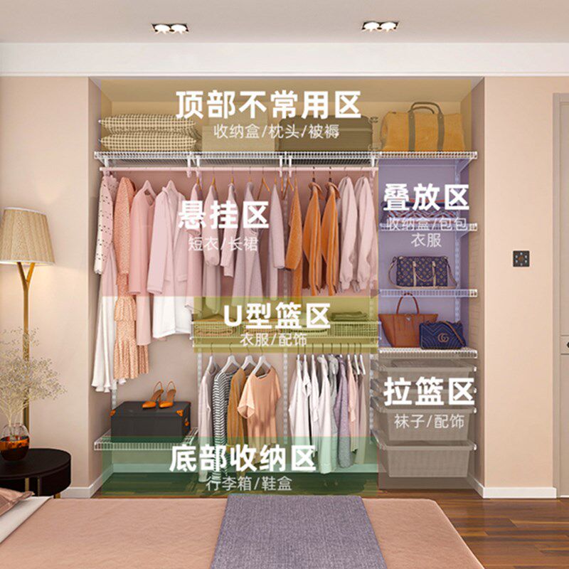 铂耐金属框架钢架步入式衣帽间定制放式金属架组装