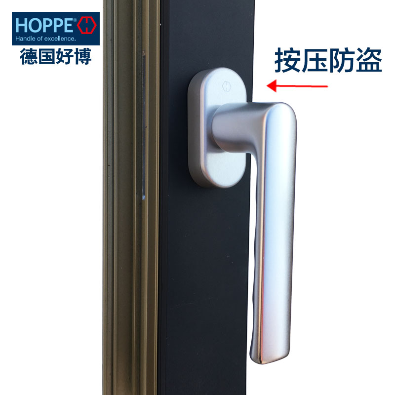 进口德国好博五金执手0700按压防盗儿童锁把手安全锁断桥窗把手