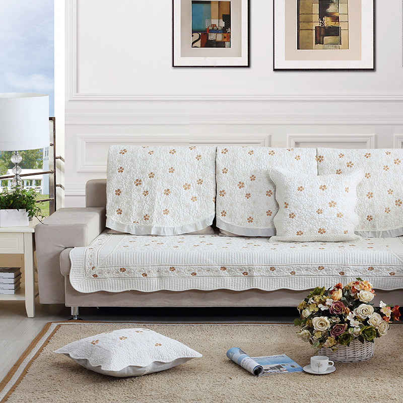 四季全棉布艺沙发垫秋冬季时尚布艺沙发坐垫防滑沙发巾米白小梅,居家布艺,沙发垫,淘宝优惠券,粉丝福利购,淘宝优惠卷