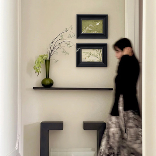 竹子艺术玄关背景墙装 饰画 饰画中古风客厅沙发背景墙绿色高级感装