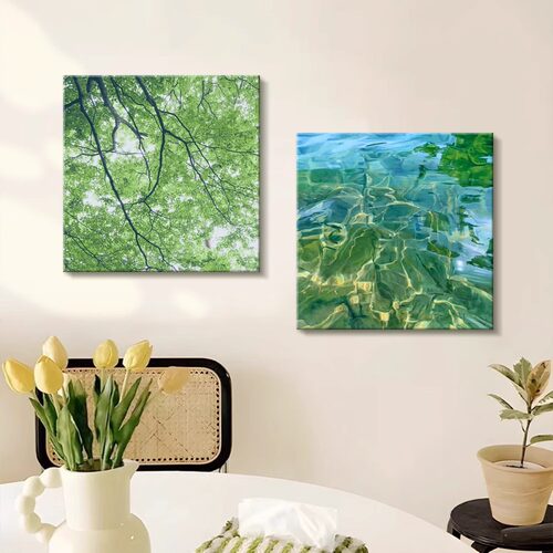 绿色水波纹风景组合挂画