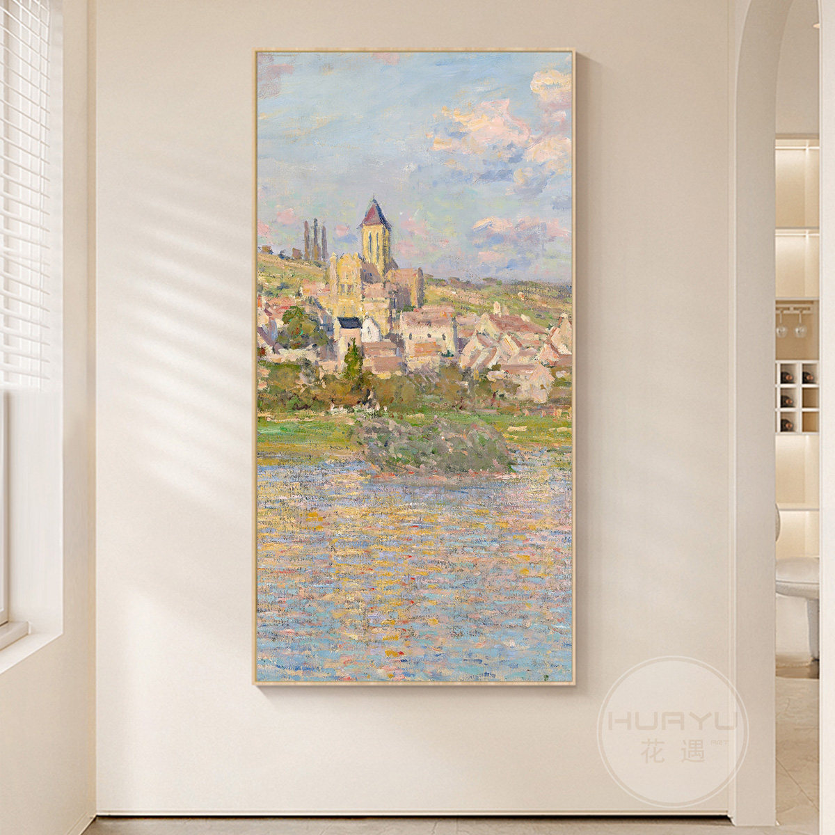 莫奈印象法式入户玄关装饰现代简约轻奢高级感走廊过道挂画奶油风