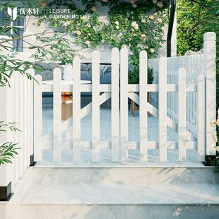 庭院木门护栏围墙花园入户门小院子防腐木篱笆围栏白色户外栅栏门