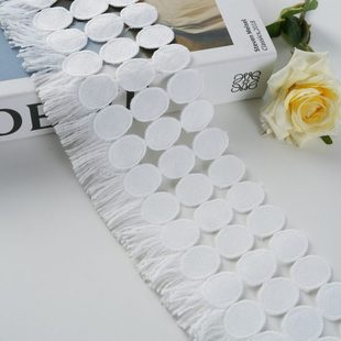 282 窗帘立边法式 流苏白色水溶花边配件抱枕沙发侧边拼接轻奢款