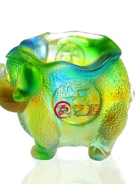 琉璃摆件猪祝福笔筒商务办公桌创意家居饰品送客户朋友生日礼物