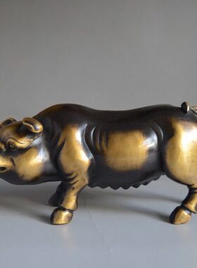 全铜办公桌摆件仿古富贵发财十二生肖猪装饰礼品客厅博物架工艺品