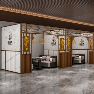 新款中式茶楼雅间隔断餐厅包间屏风饭店过道墙烧烤火锅店镂空格栅