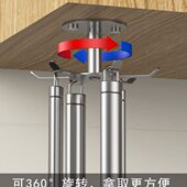 免打孔橱柜下旋转挂钩 神器 304不锈钢厨房锅铲勺子厨具用品壁挂式