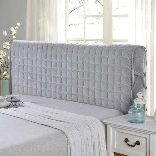 夹棉水晶绒厚床头罩简约现代布艺床头套皮床保护套全包靠背防尘罩