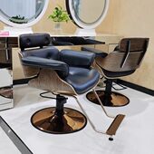 理发店美发网红椅发廊剪发美容椅旋转可升降化妆店黑色靠背美足椅