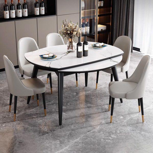 全实木可伸缩防刮岩板餐桌椅组合现代简约大理石折叠餐桌可变圆桌,住宅家具,岩板餐桌,淘宝优惠券,粉丝福利购,淘宝优惠卷