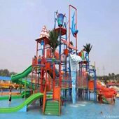 高强度玻璃钢材质寿命长海洋水屋造型新颖水上游乐设备 水寨滑梯