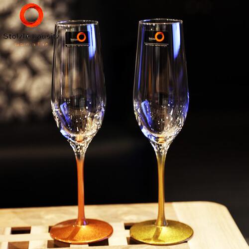 德国进口stolzle水晶玻璃彩色杆高脚香槟杯气泡酒杯鸡尾闻香酒杯