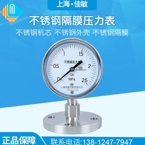 YTP100BF-MF DN25单法兰不锈钢隔膜压力表 防腐 法兰式隔膜压力表
