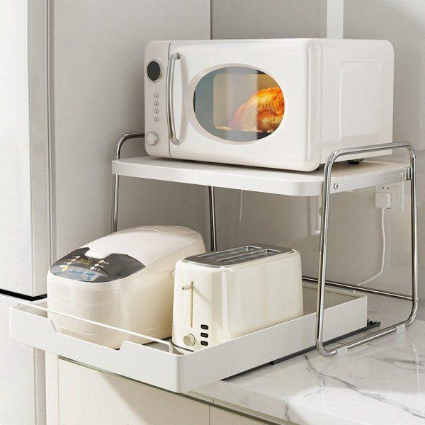 不锈钢微波炉置物架厨房家用电器烤箱电饭煲锅抽拉式置物架子台面,厨房/烹饪用具,微波炉置物架,淘宝优惠券,粉丝福利购,淘宝优惠卷