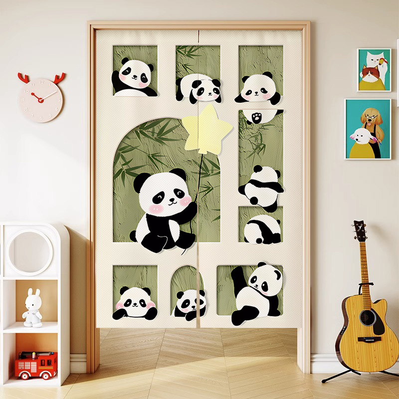 门帘隔断帘网红卡通挂帘免打孔厨房家用卧室卫生T间遮挡帘磁吸帘