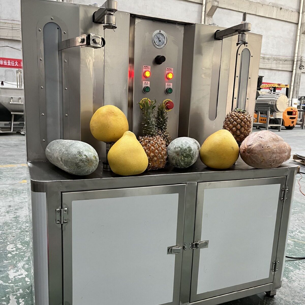 全自动水果削皮机 超市配送中心菠萝 沙田柚高效去皮加工机器