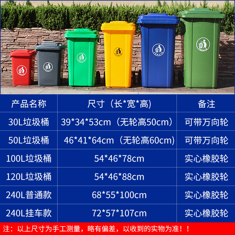 户外垃圾桶物业商用大号干湿分类240升8环卫室外箱带盖轮大型120L