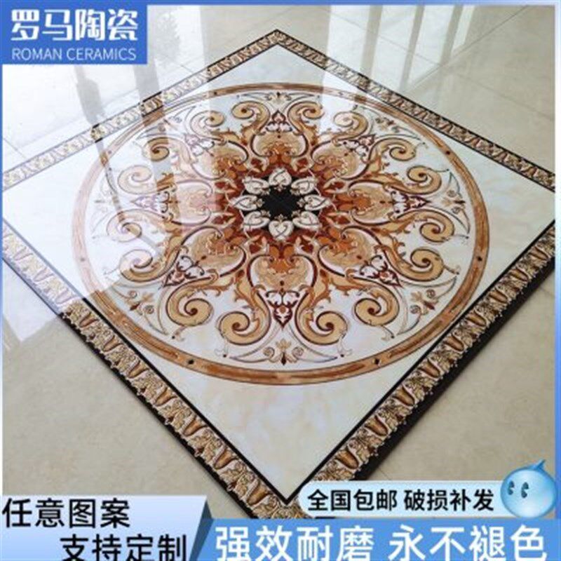 客厅拼花地砖800x800 玄关微晶石拼花瓷砖餐厅入户玄关地花拼图砖