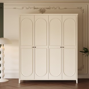 法式全实木储物大衣橱柜奶油风美式乡村卧室现代简约田园衣柜白色