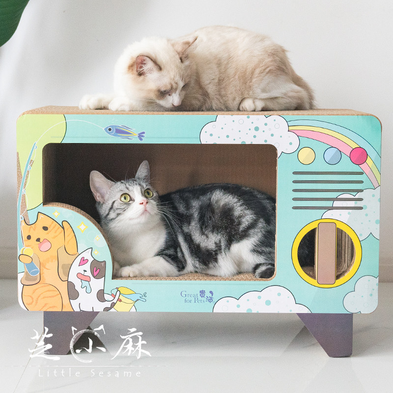 电视机猫抓板猫窝纸箱猫挠磨爪器耐磨高强度瓦楞纸猫爪板猫咪用品