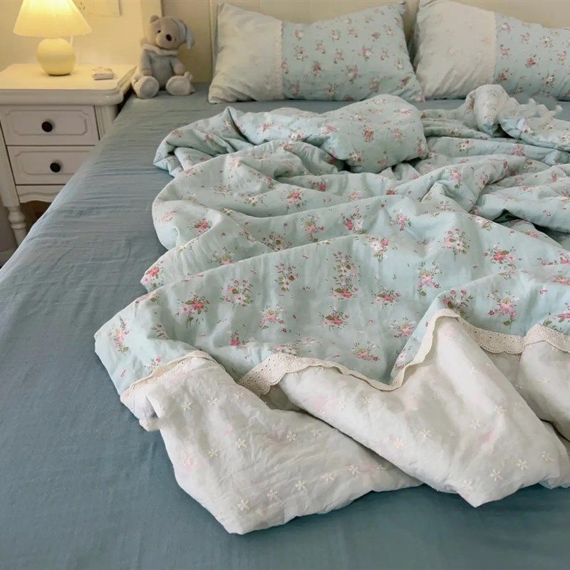 A类母婴法式蕾丝花边全棉双层纱布四件套纯棉卡通学生宿舍三件套,床上用品,床品套件/四件套/多件套,淘宝优惠券,粉丝福利购,淘宝优惠卷