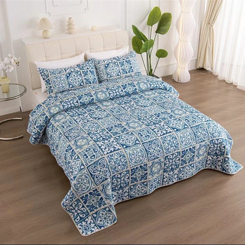 双面纯棉绗缝夹棉床盖加厚床单可水洗机洗四季款空调被夏凉被炕盖