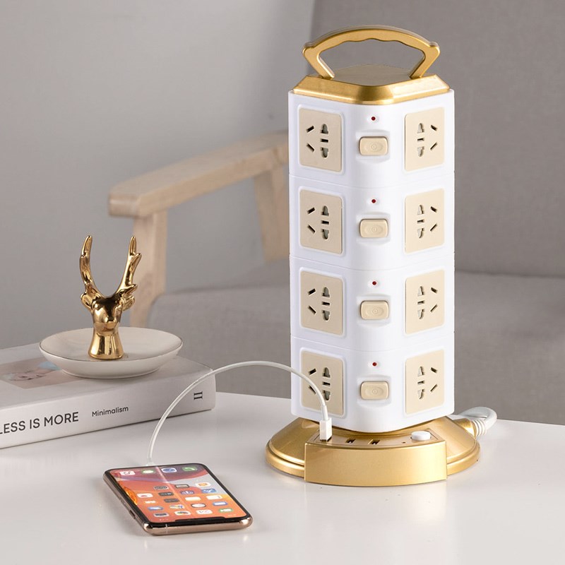 A立式塔形智能无线充电带USB插座板多功能插板插排多插孔接线板
