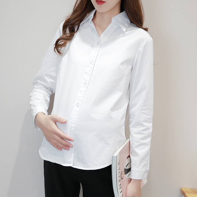 孕妇衬衫春秋季长袖白色打底衬衣薄款时尚OL上班衬衣工作服职业装